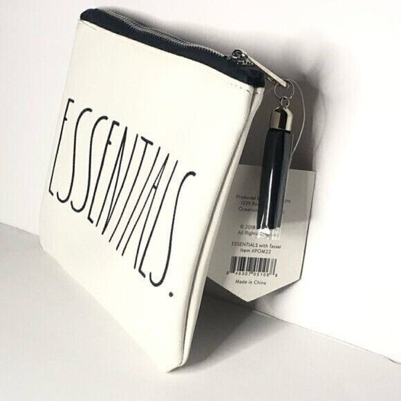 NEW Rae Dunn Essentials White Ivory Zippered Pouch - Picture 2 of 2